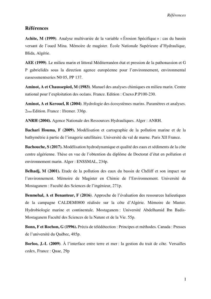 Variabilité morphologique des embouchures des grands oueds de la côte algérienne