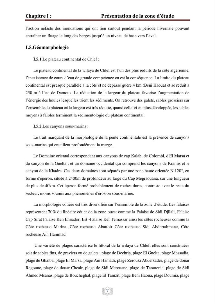 Evaluation de la vulnérabilité du littorale de la wilaya de Chlef face aux géo risque côtier