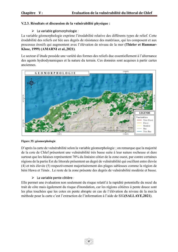 Evaluation de la vulnérabilité du littorale de la wilaya de Chlef face aux géo risque côtier