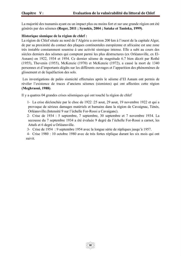 Evaluation de la vulnérabilité du littorale de la wilaya de Chlef face aux géo risque côtier