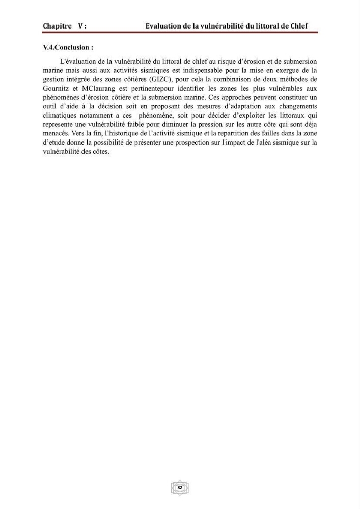 Evaluation de la vulnérabilité du littorale de la wilaya de Chlef face aux géo risque côtier