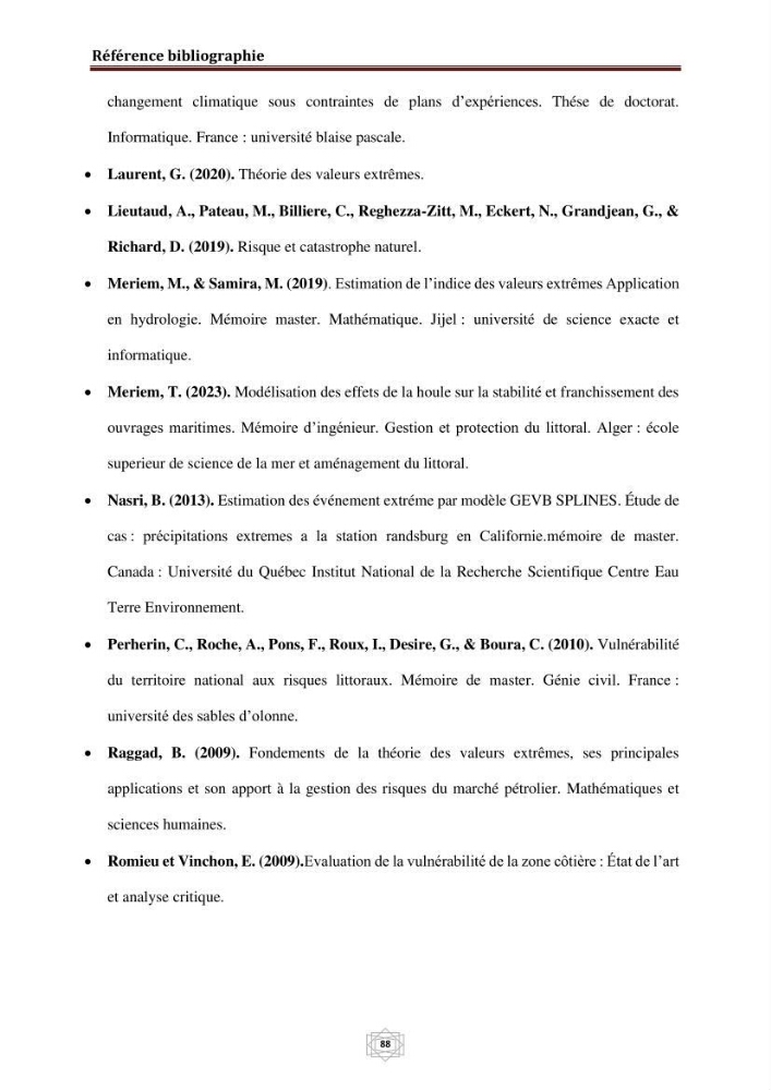 Evaluation de la vulnérabilité du littorale de la wilaya de Chlef face aux géo risque côtier