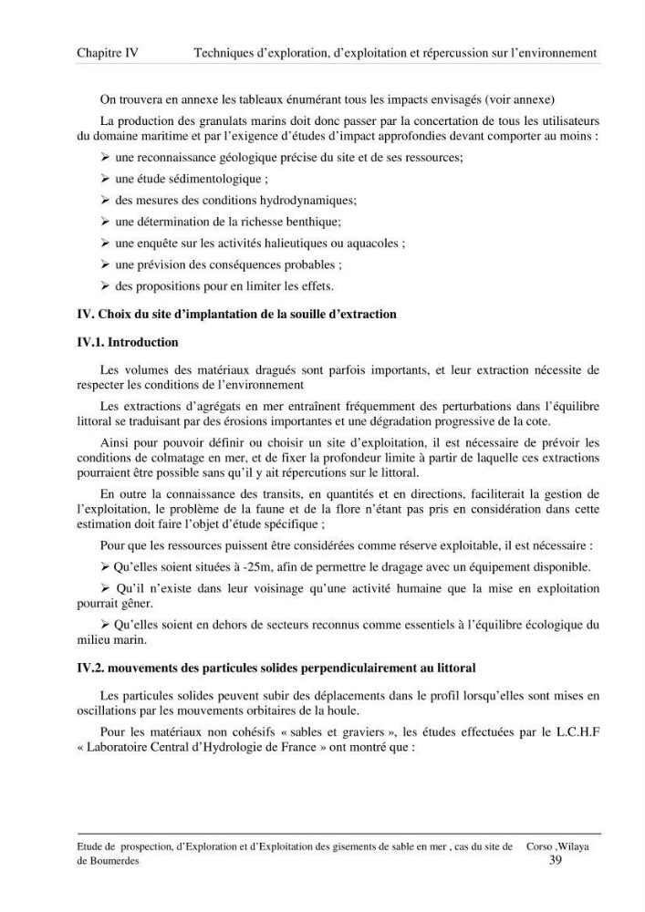 Etude de prospection d\'exploration et d\'exploitation des gisements de sable en mer