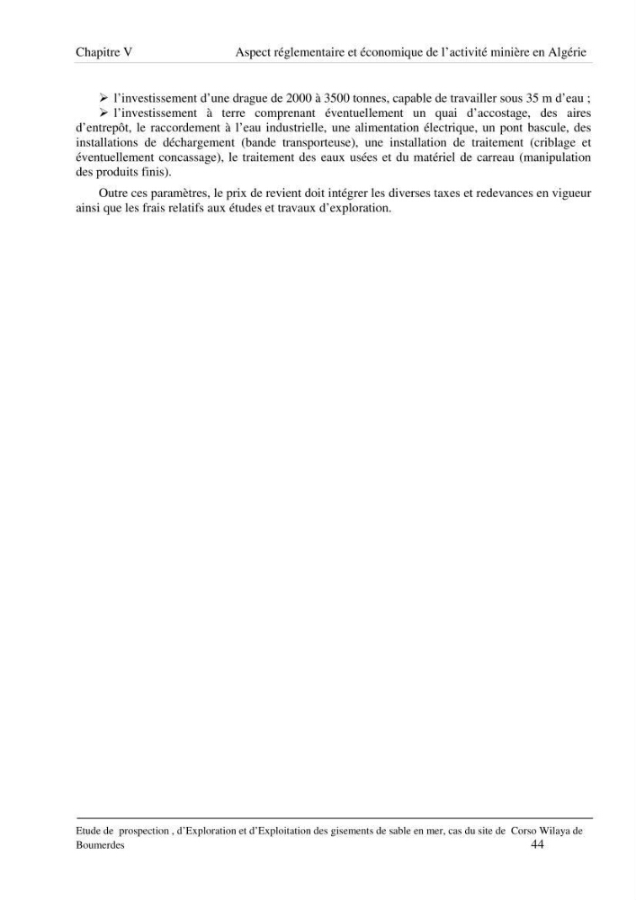 Etude de prospection d\'exploration et d\'exploitation des gisements de sable en mer