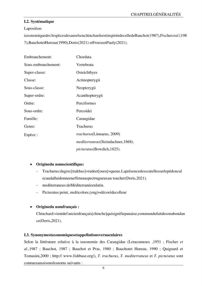 L\'étude biométrique des espèces du genre Trachurus ( Poisons, Téleostéens, Carangidae ) de la région centre du littoral Algérien