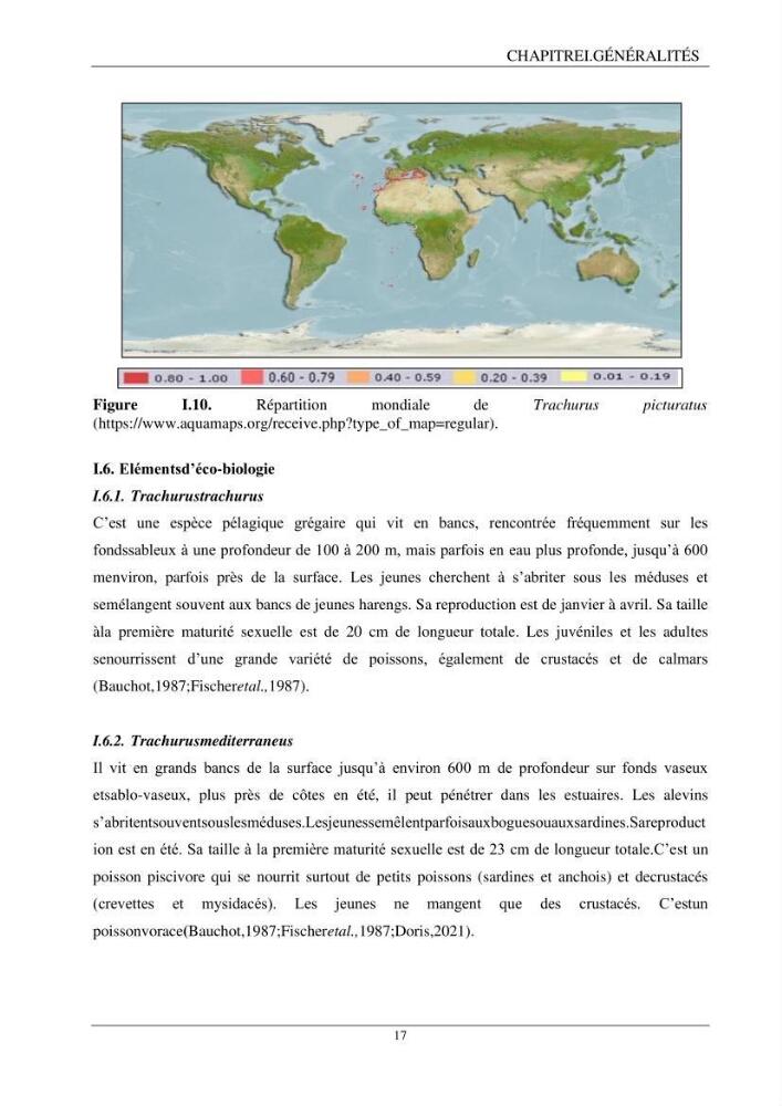 L\'étude biométrique des espèces du genre Trachurus ( Poisons, Téleostéens, Carangidae ) de la région centre du littoral Algérien