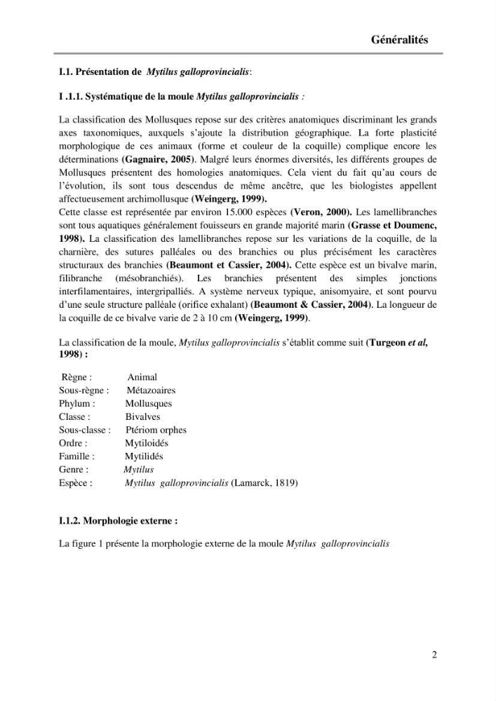 Caractérisation génétique de la résistance aux quinolones chez des coliformes isolés à partir de la moule (Mytilus galloprovincialis)