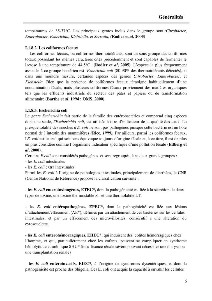 Caractérisation génétique de la résistance aux quinolones chez des coliformes isolés à partir de la moule (Mytilus galloprovincialis)