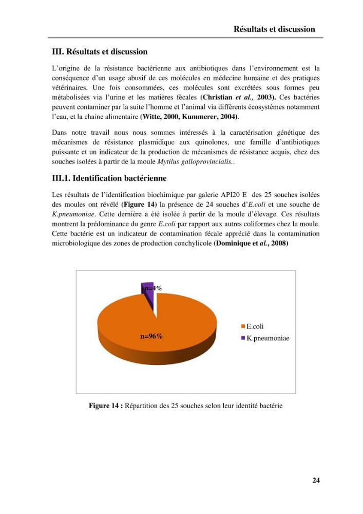 Caractérisation génétique de la résistance aux quinolones chez des coliformes isolés à partir de la moule (Mytilus galloprovincialis)