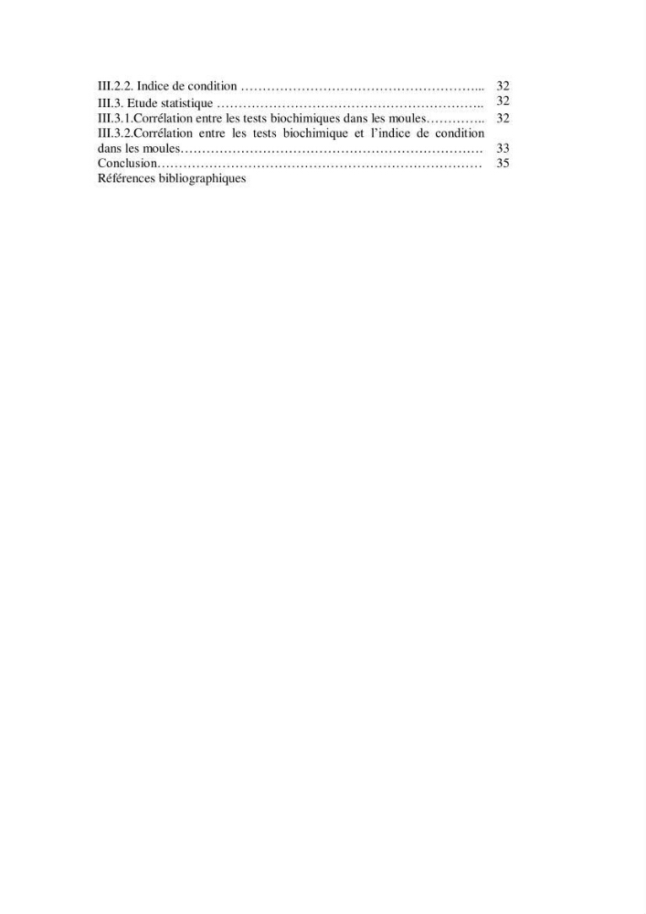 Biochimie des moules de la région Algéroise