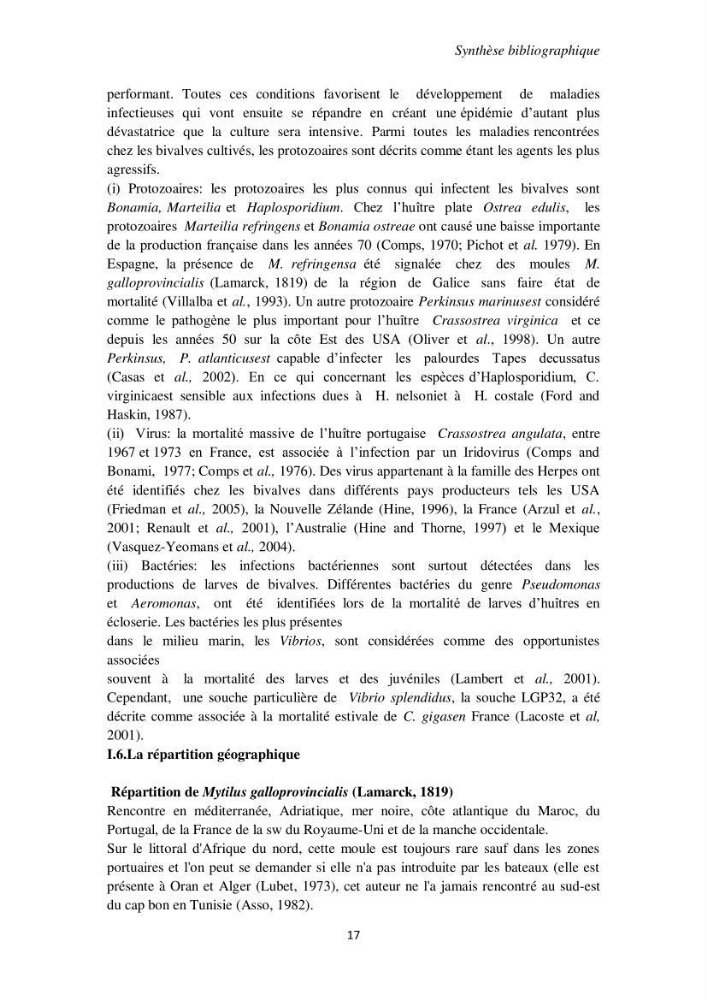 Biochimie des moules de la région Algéroise