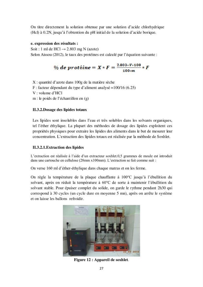 Biochimie des moules de la région Algéroise