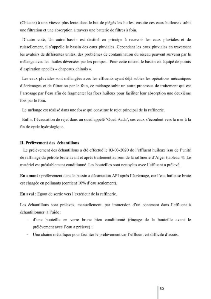 Etude de l’efficacité de la dégradation des hydrocarbures aromatiques par combinaison entre l’adsorption sur charbon actif et la photocatalyse hétérogène dans les eaux huileuses (Raffinerie d’Alger)