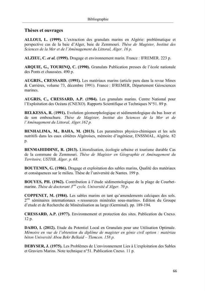 Projet de prospection du sable marin ( Zemmouri El Bahri )