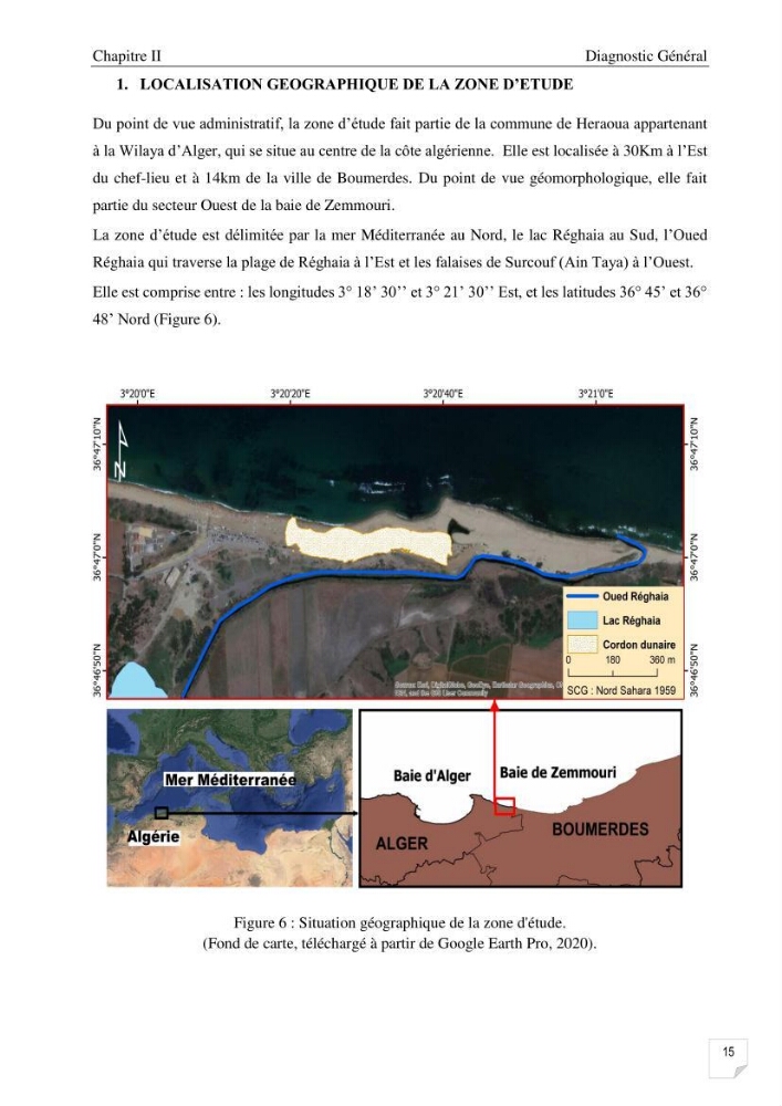 Etude de l\'évolution surfaçique et volumétrique du cordon dunaire d\'El Kadous ( commune de Heraoua)