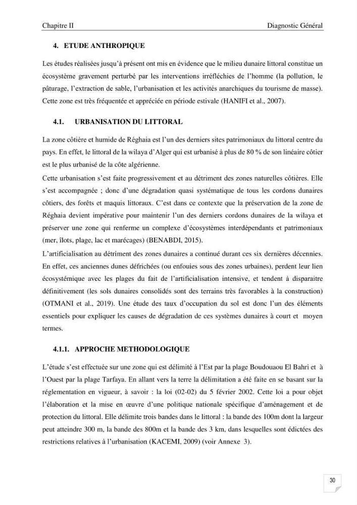 Etude de l\'évolution surfaçique et volumétrique du cordon dunaire d\'El Kadous ( commune de Heraoua)