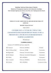 Contribution a l'étude de l'impact des changements des paramètres du milieu et de la préssion de la pêche sur les Bio-ressources marines Algériennes