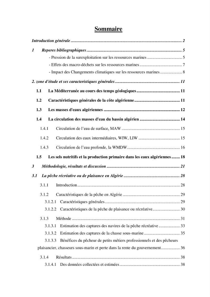 Contribution a l\'étude de l\'impact des changements des paramètres du milieu et de la préssion de la pêche sur les Bio-ressources marines Algériennes