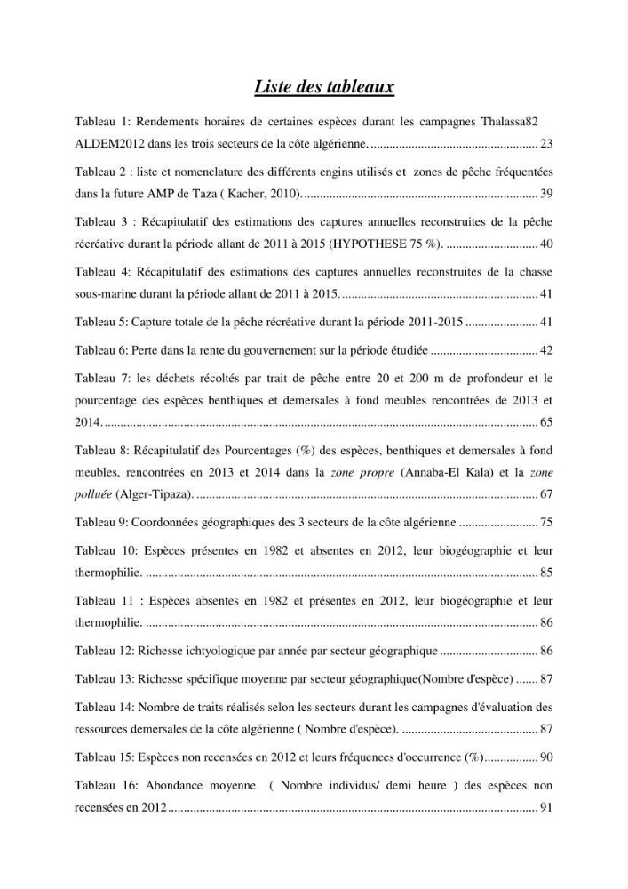 Contribution a l\'étude de l\'impact des changements des paramètres du milieu et de la préssion de la pêche sur les Bio-ressources marines Algériennes
