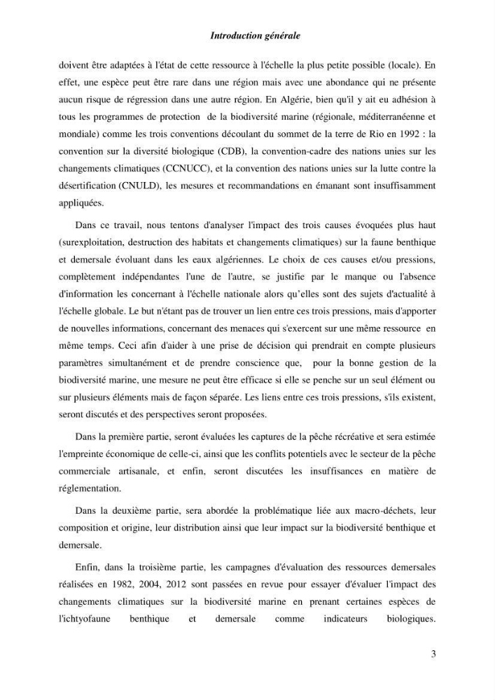 Contribution a l\'étude de l\'impact des changements des paramètres du milieu et de la préssion de la pêche sur les Bio-ressources marines Algériennes