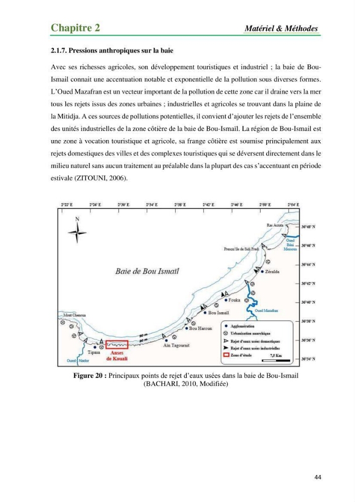 Cartographie de la limite supérieure de l\'herbier à Posidonia oceanica et du Trottoir à Vernets dans la région de Tipaza