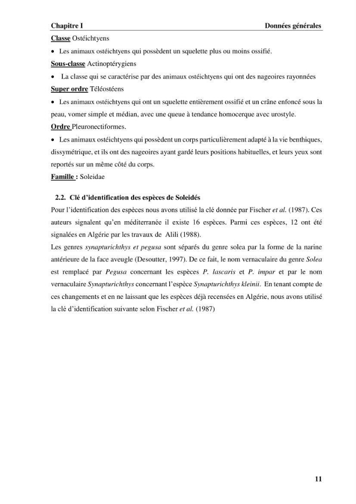 Etude systématique de la famille des soleidae des cotes algeriennes:analyses morphologique et morphométrique :