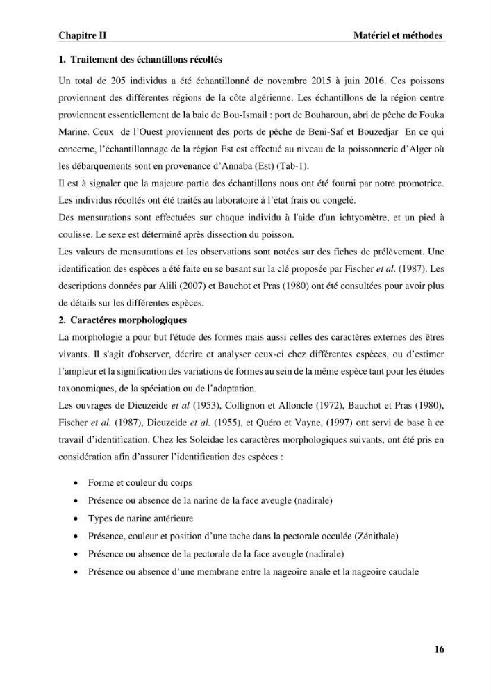Etude systématique de la famille des soleidae des cotes algeriennes:analyses morphologique et morphométrique :