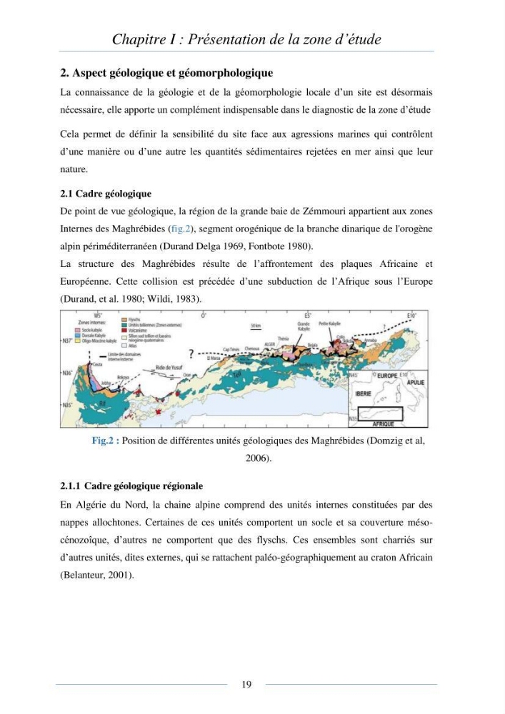 Mise en place d\'une base de donnée sédimentologique dans le domaine côtier de la grande baie de zemmouri