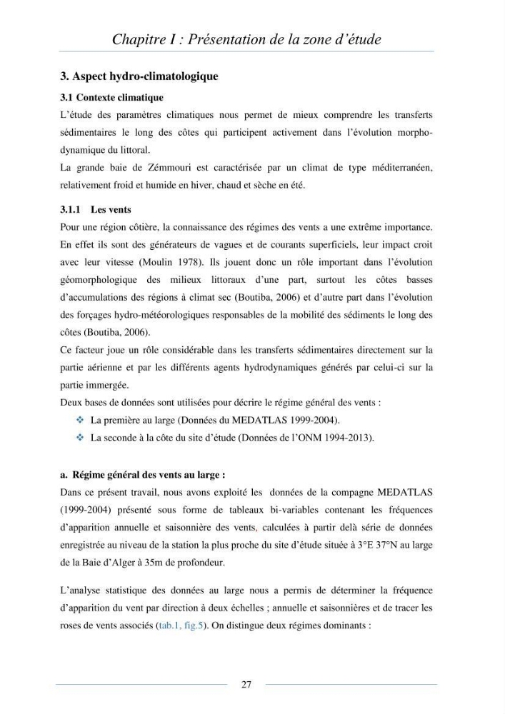 Mise en place d\'une base de donnée sédimentologique dans le domaine côtier de la grande baie de zemmouri