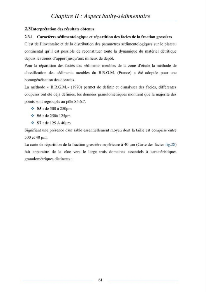 Mise en place d\'une base de donnée sédimentologique dans le domaine côtier de la grande baie de zemmouri