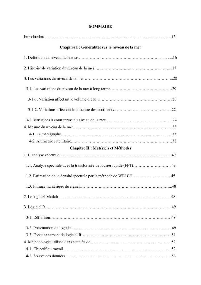 Traitement informatique d\'un signal du niveau de la mer