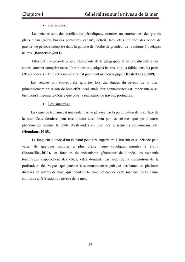 Traitement informatique d\'un signal du niveau de la mer