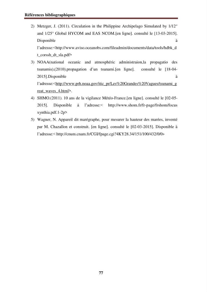 Traitement informatique d\'un signal du niveau de la mer