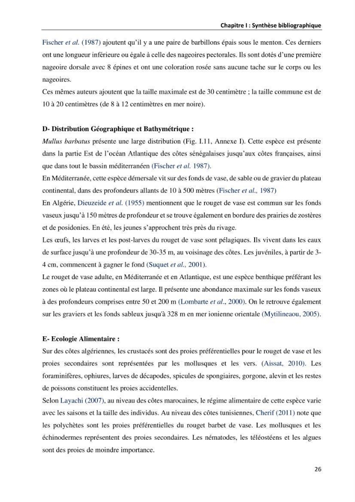 les métaux traces dans les sédiment marins et les espéces démersales de la côte algérienne: contribution à l\'évalution du risque écologique