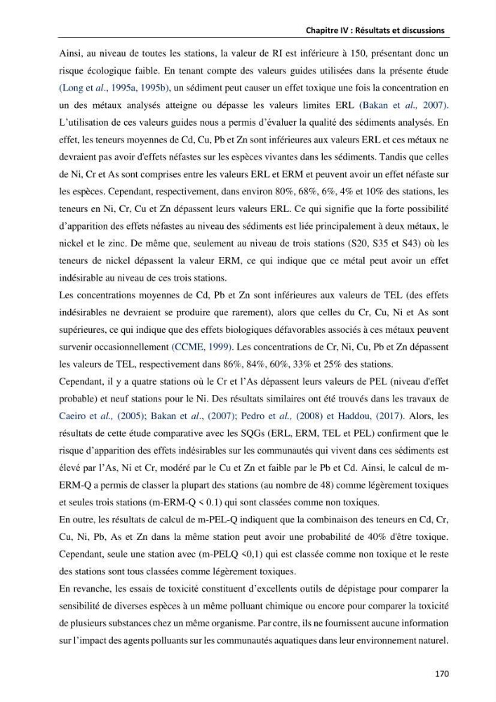 les métaux traces dans les sédiment marins et les espéces démersales de la côte algérienne: contribution à l\'évalution du risque écologique