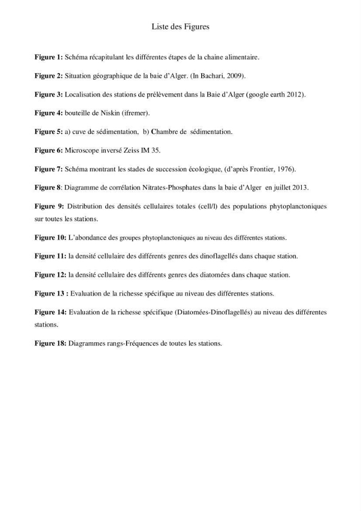 Etude de la structure des populations phytoplanctoniques dans la baie d\'Alger (juillet 2013)