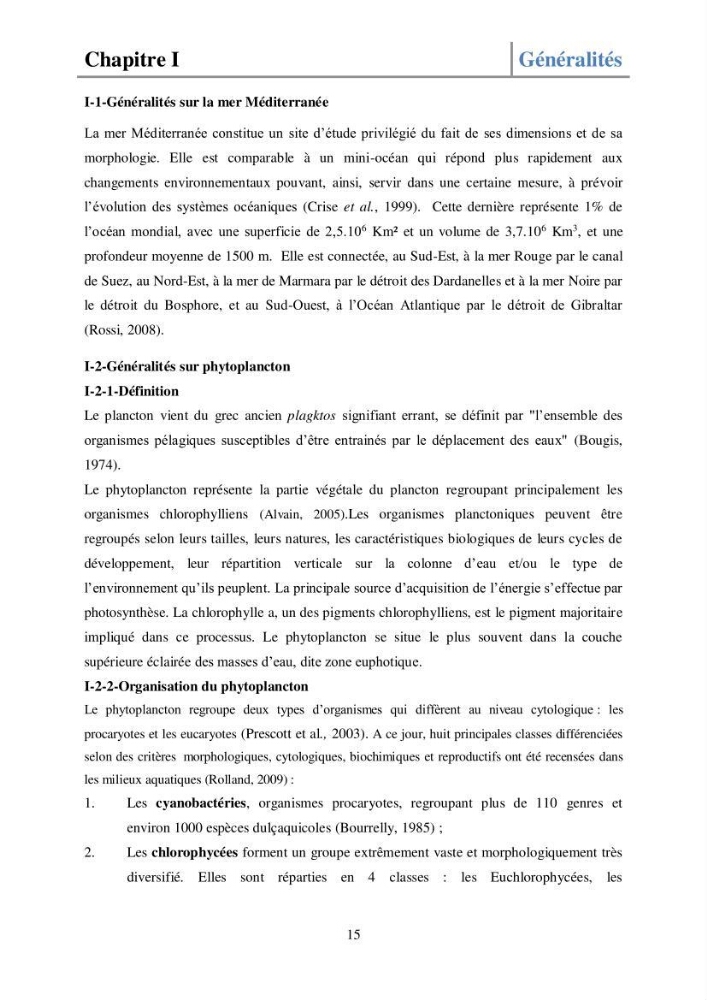 Etude de la structure des populations phytoplanctoniques dans la baie d\'Alger (juillet 2013)