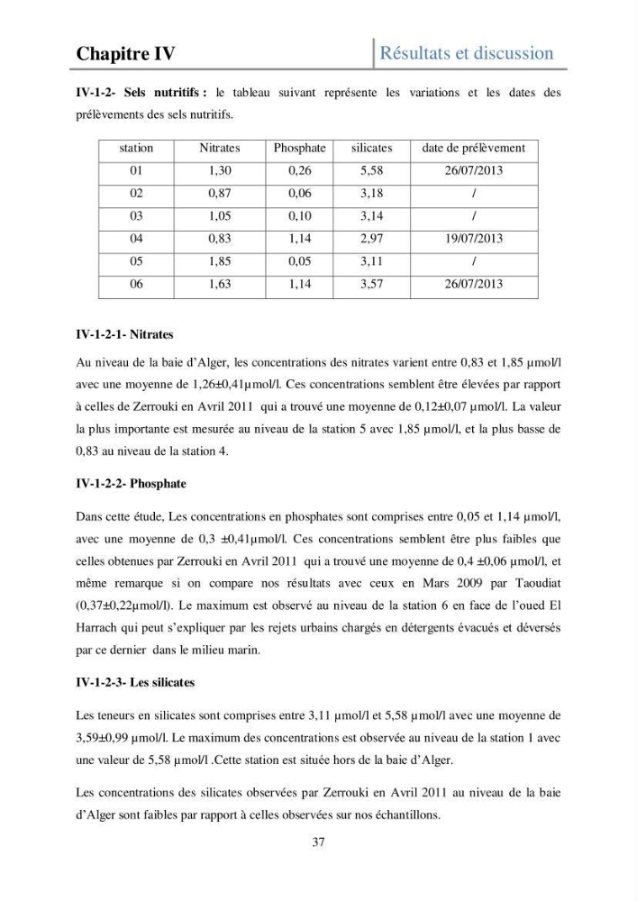Etude de la structure des populations phytoplanctoniques dans la baie d\'Alger (juillet 2013)