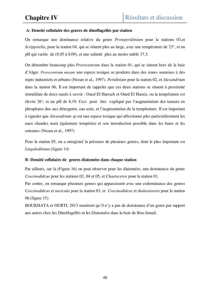 Etude de la structure des populations phytoplanctoniques dans la baie d\'Alger (juillet 2013)
