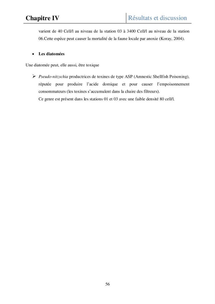 Etude de la structure des populations phytoplanctoniques dans la baie d\'Alger (juillet 2013)
