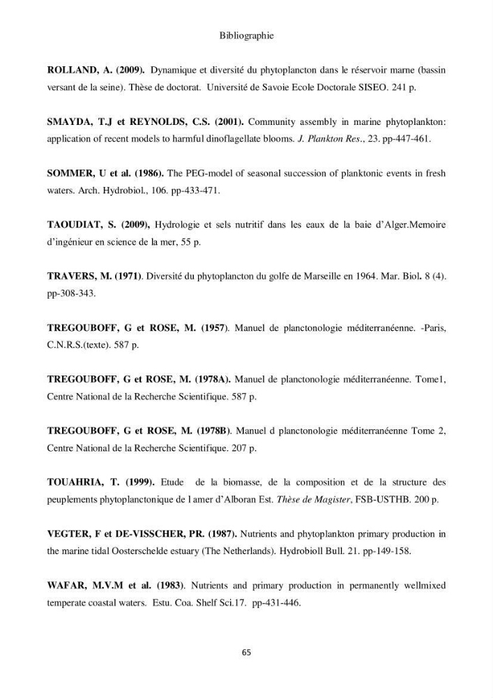 Etude de la structure des populations phytoplanctoniques dans la baie d\'Alger (juillet 2013)
