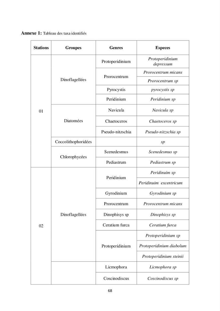 Etude de la structure des populations phytoplanctoniques dans la baie d\'Alger (juillet 2013)