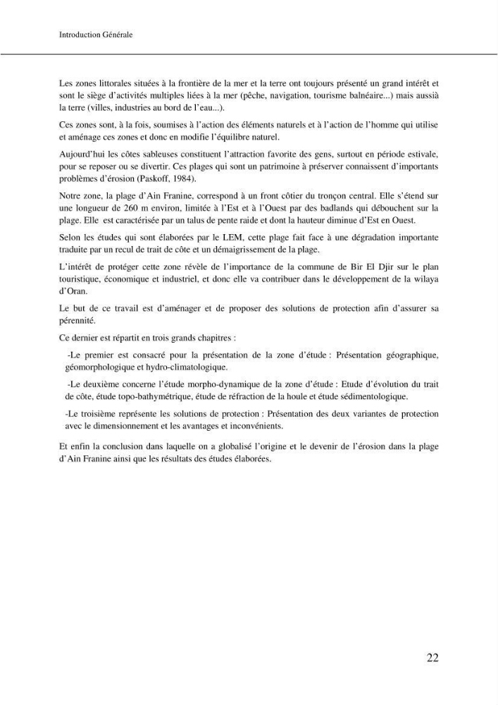 Aménagement et protection du rivage de Bir El djir-Oran