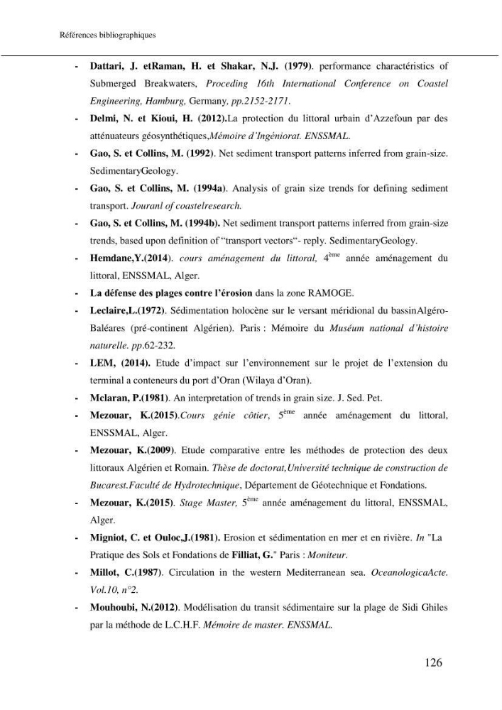 Aménagement et protection du rivage de Bir El djir-Oran