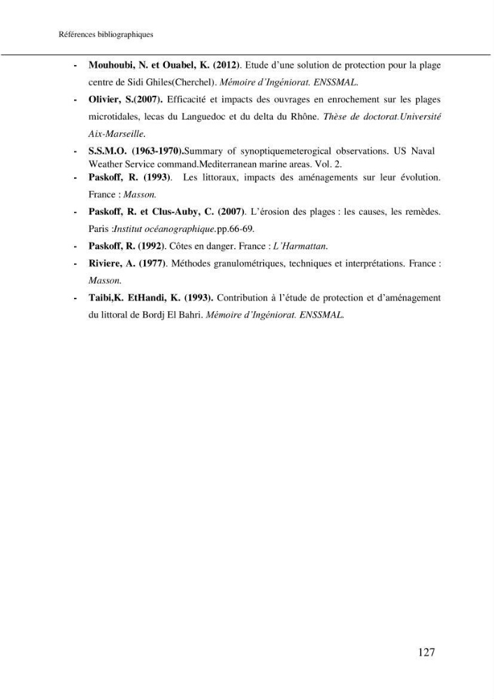Aménagement et protection du rivage de Bir El djir-Oran