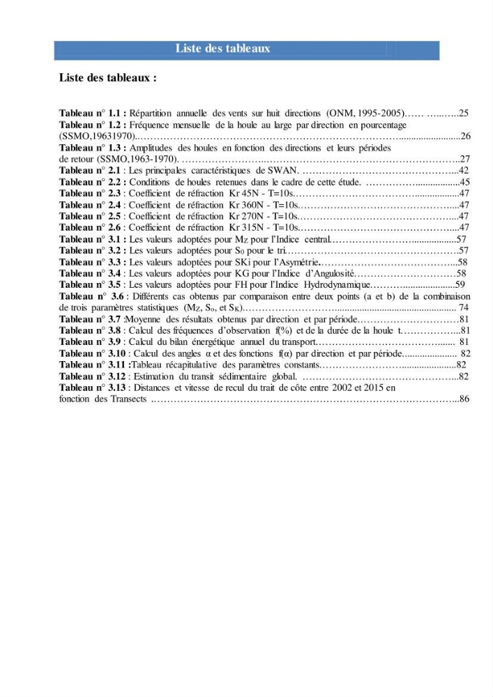 Modélisation numérique des paramètres sédimentologique et de pollution le long d\'une côte
