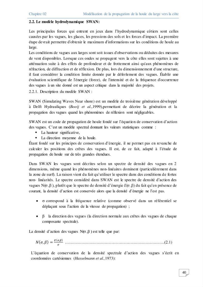 Modélisation numérique des paramètres sédimentologique et de pollution le long d\'une côte