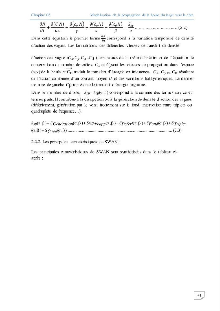 Modélisation numérique des paramètres sédimentologique et de pollution le long d\'une côte