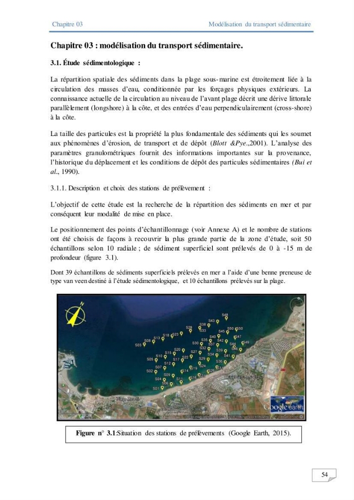 Modélisation numérique des paramètres sédimentologique et de pollution le long d\'une côte