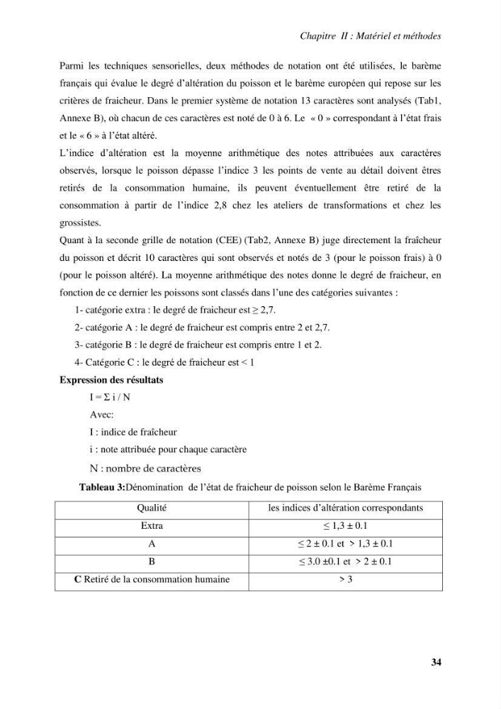 Evaluation et contrôle de la qualité organoleptique, hygiénique de Sardinella aurita (Valenciennes, 1847) pêchée dans la région centre algérienne.: